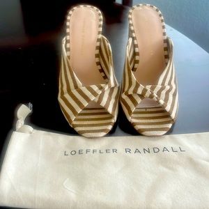 Striped open toe mules